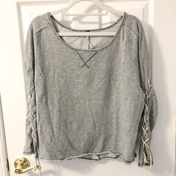 Free People Gray Rope Oversized Pullover Sweater - Picture 5 of 8